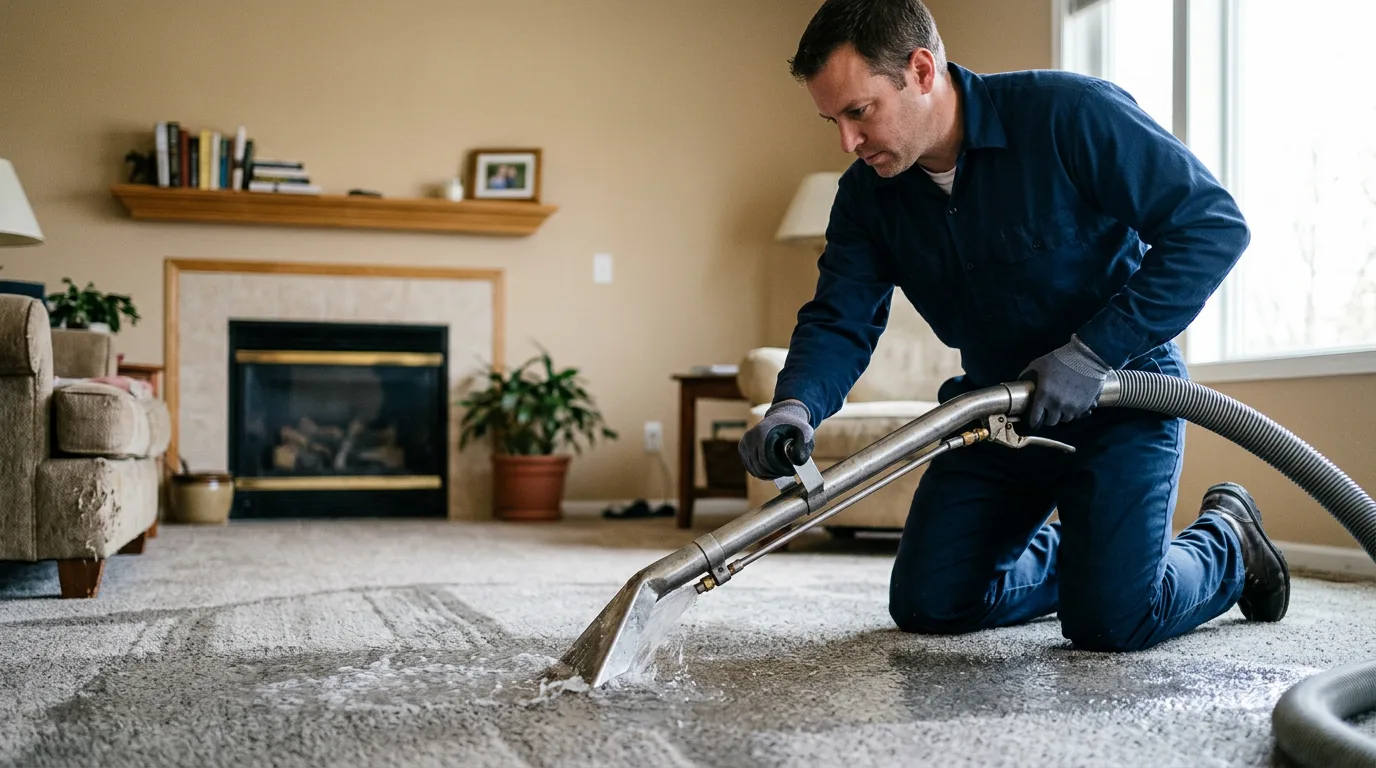 Water damage restoration technician working near Harrodsburg, KY